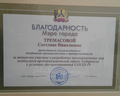 В Хабаровске наградили представителей городского бизнес-сообщества